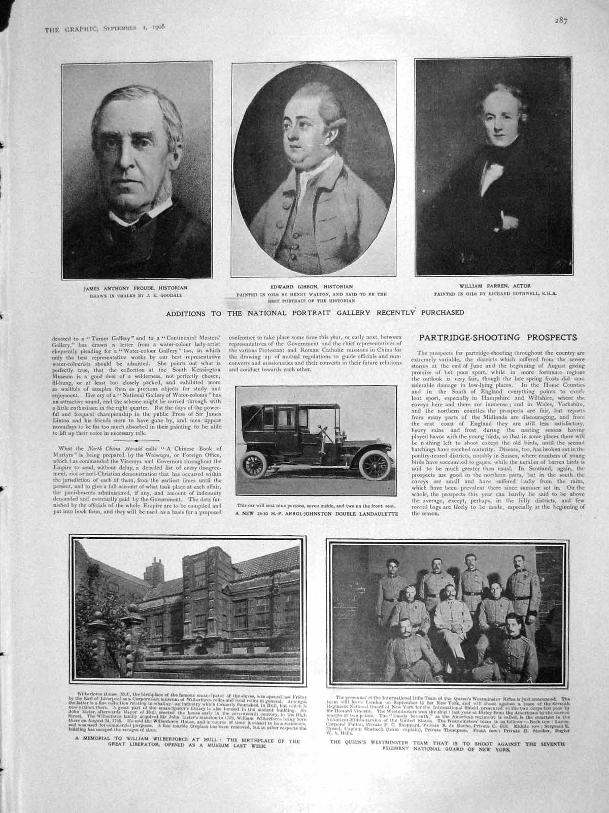Original Old Antique Print 1906 Froude Gibbon Farren Motor Car Wilberforce Bell