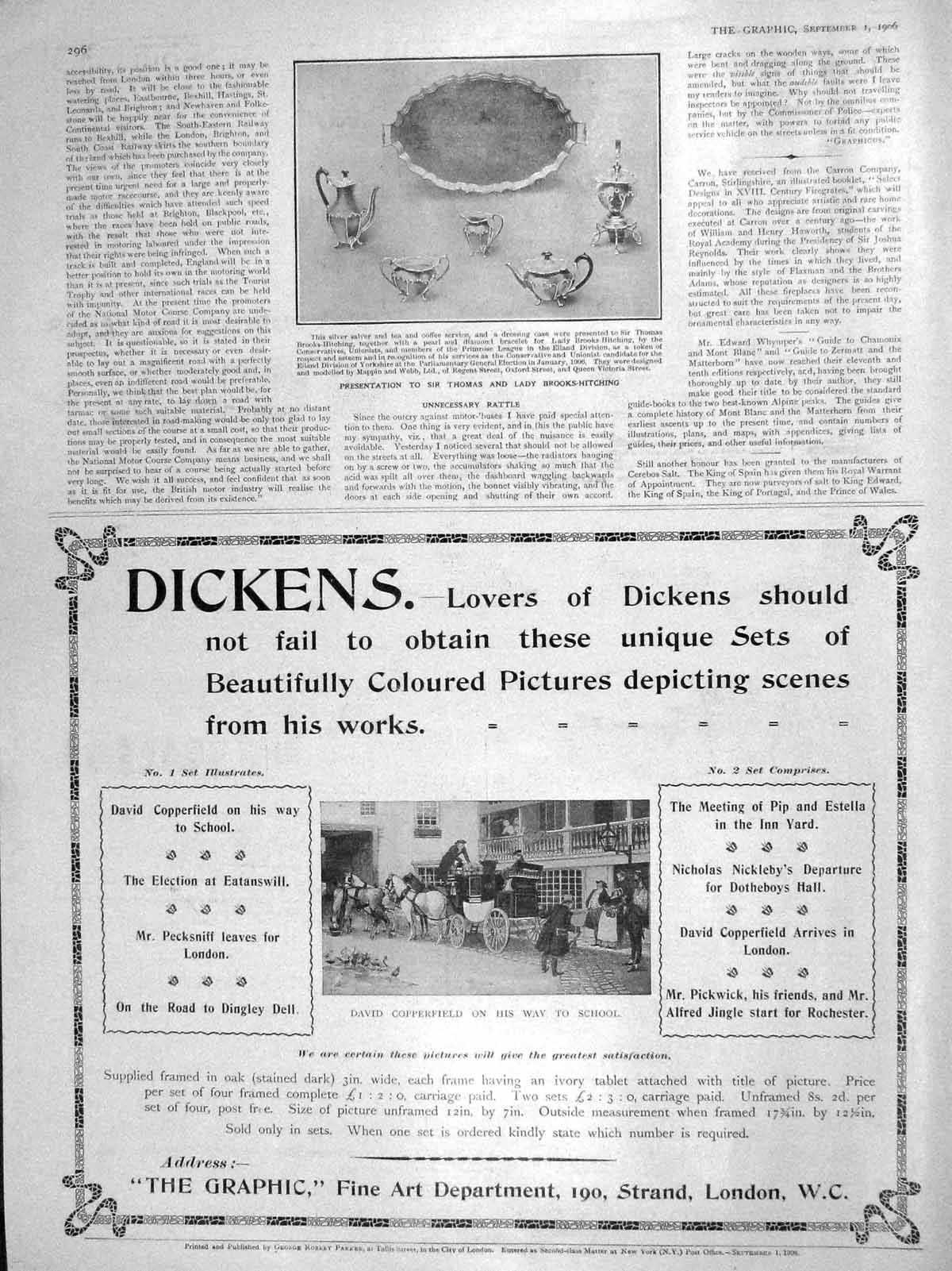 Original Old Antique Print 1906 Thomas Lady Brooks-Hitching Silver Salver Tea