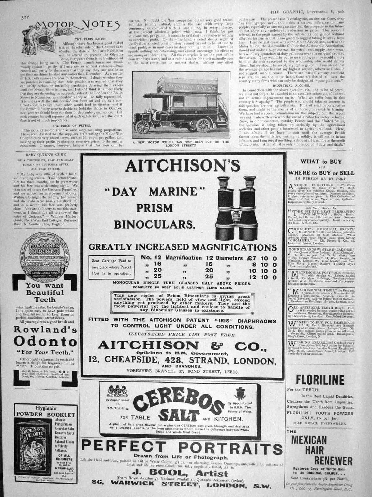 Old Antique Print 1906 Motor Car Bus Transport London Aitchison Cerebos 20th