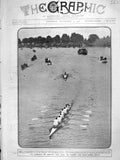 Old Antique Print 1906 Cambridge Harvard Boat Race Barnes Bridge Putney 20th