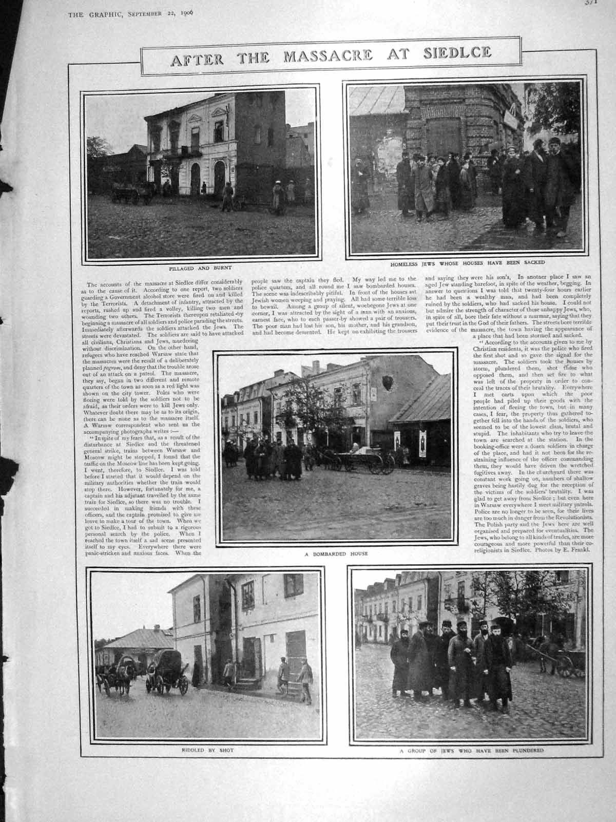 Original Old Antique Print 1906 Massacre Siedlce Jews Duke Baden Louis Louise