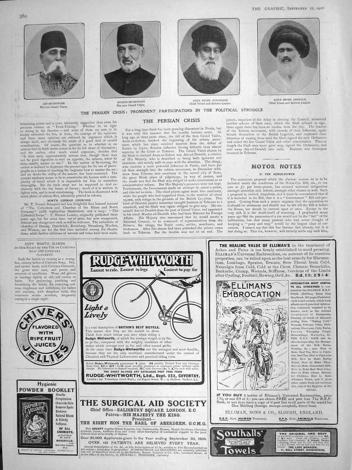 Original Old Antique Print 1906 Ain-Ed-Dowleh Mohammed Abdolia Persia Ellimans
