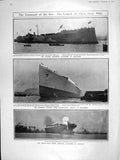 Original Old Antique Print 1906 Ship Shannon Chatham Mauretania Adriatic Gustav