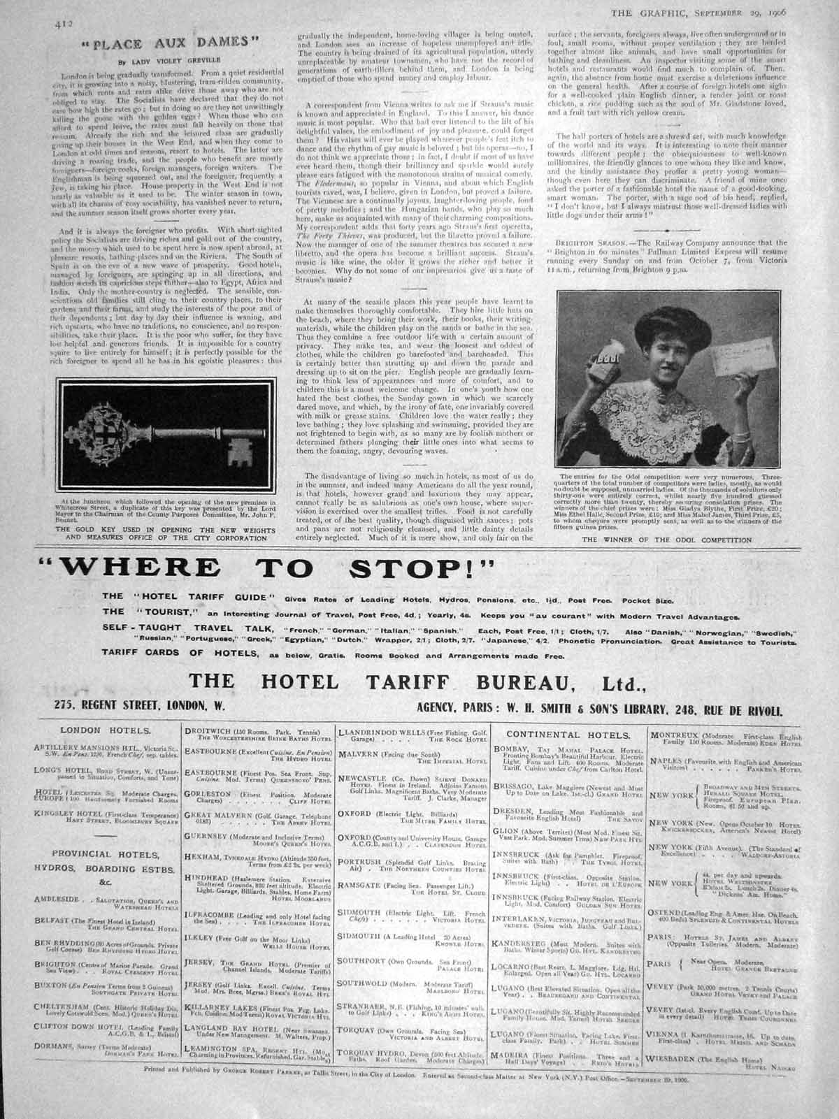 Original Old Antique Print 1906 Winner Odol Competition GKey City Corporation