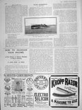 Original Old Antique Print 1906 Motor Boat Navy Mercury Submarines Kropp Razor