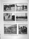 Original Old Antique Print 1906 Russia Peasants Bicycles Paris Zeppelin Airship