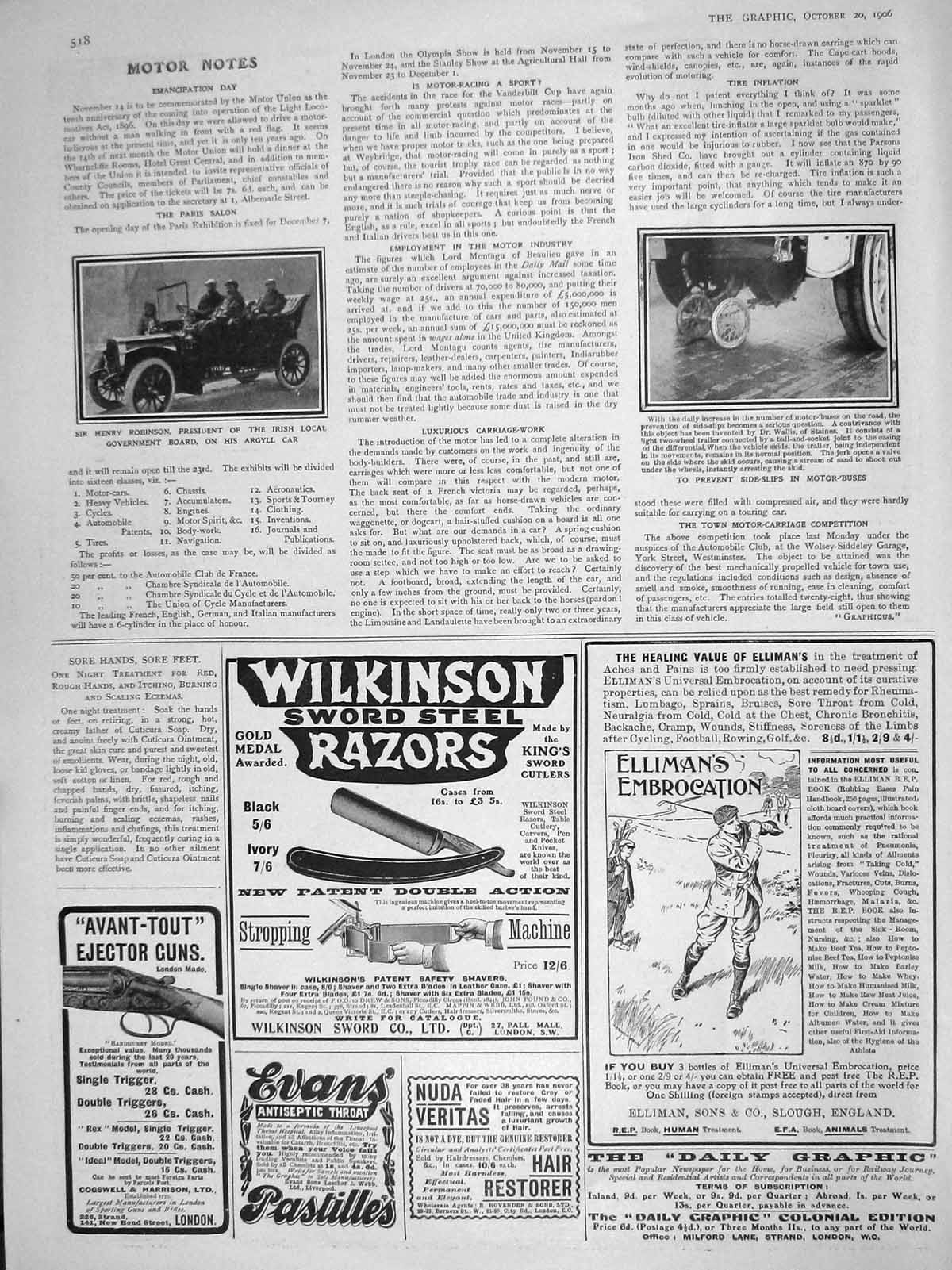 Original Old Antique Print 1906 Henry Robinson Argyll Motor Car Bus Wilkinson