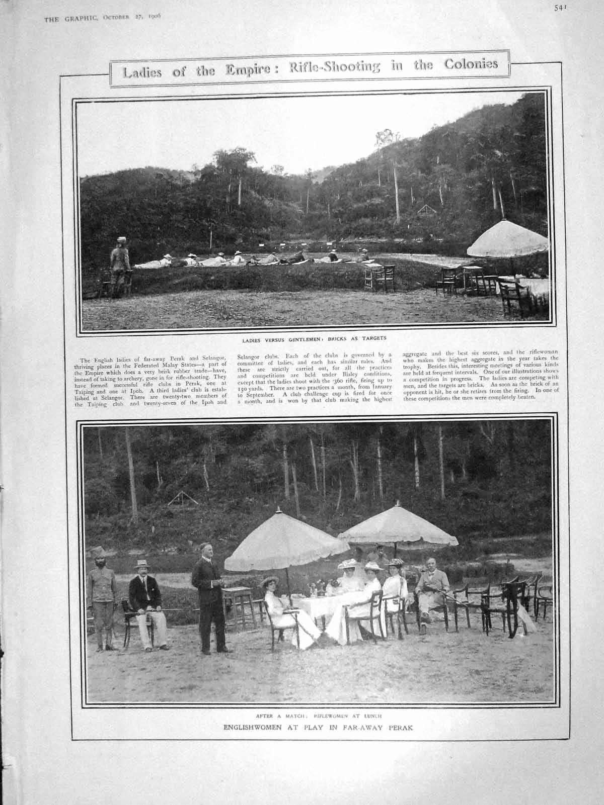 Old Antique Print 1906 Rifle Shooting Malay Perak Sport Lutin Submarine 20th