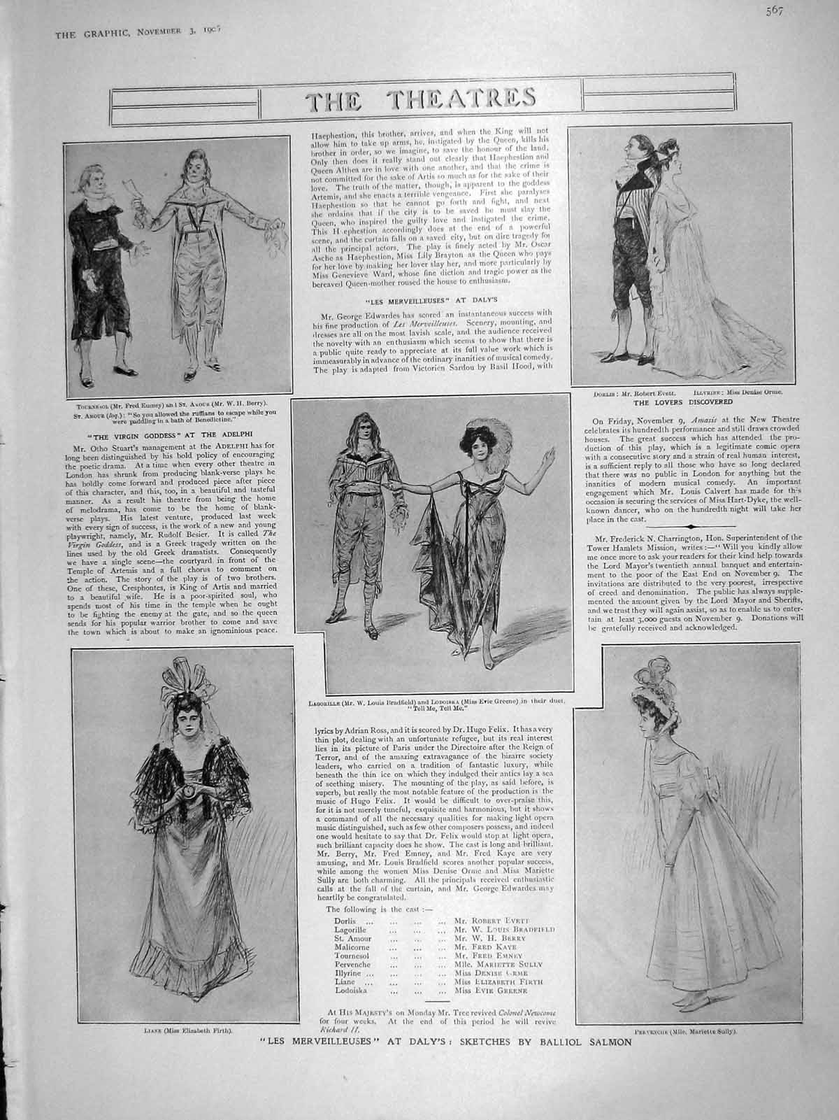 Old Antique Print 1906 Theatre Merveilleuses Daly'S Frightened Children 20th
