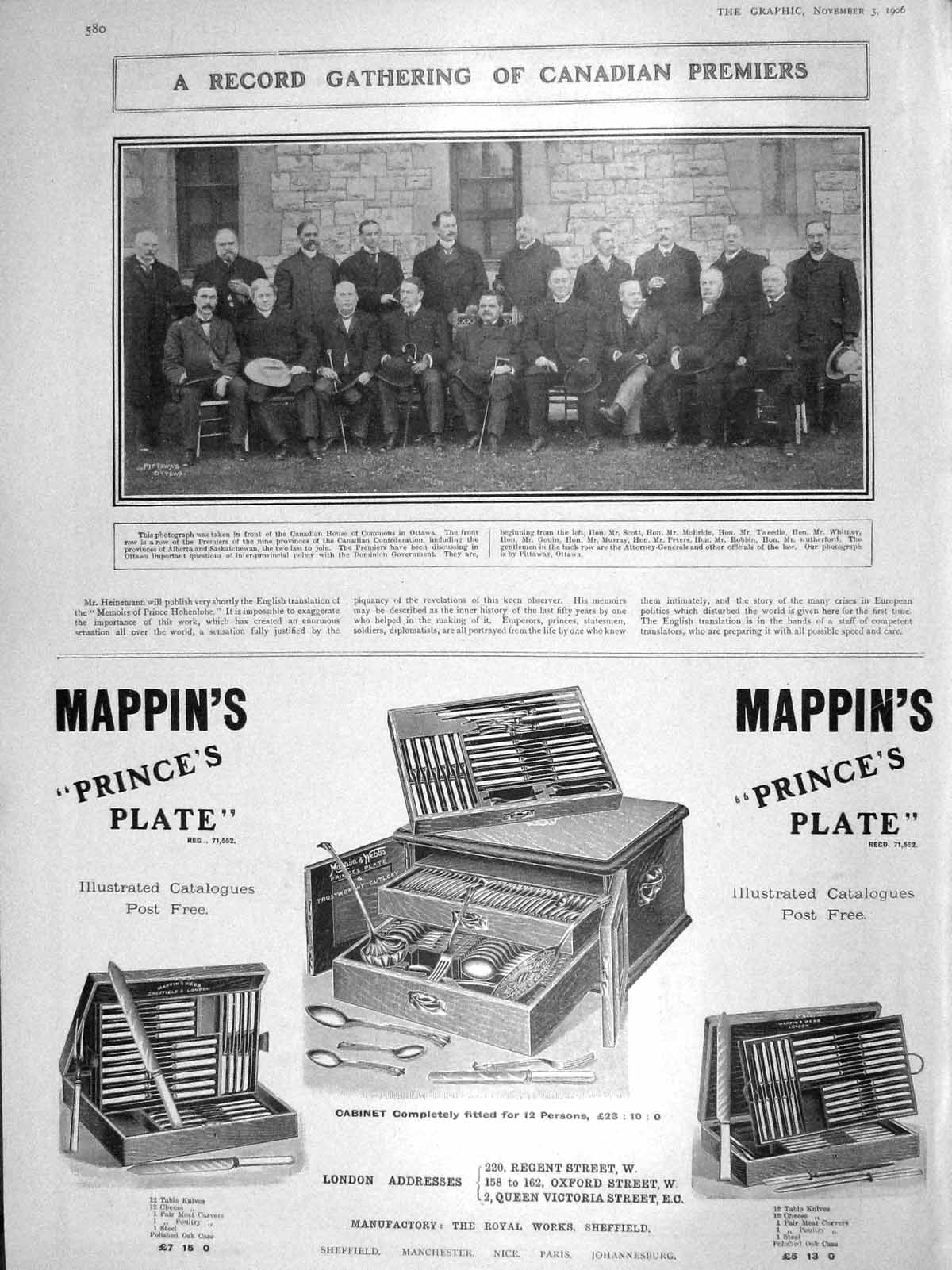 Original Old Antique Print 1906 Canada House Commons Scott Tweedie Frys Cocoa