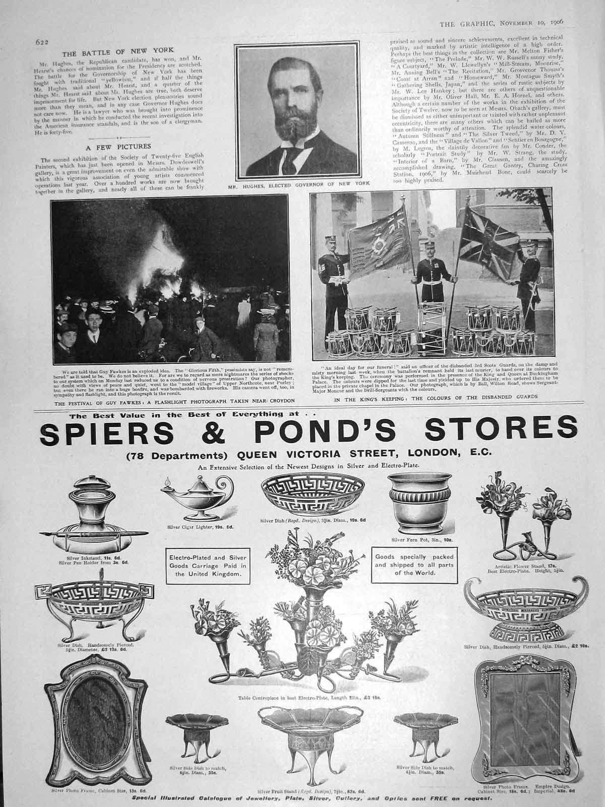 Old Antique Print 1906 Hughes New York Festival Croydon King Scots Guards 20th