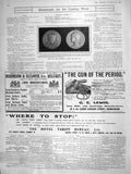 Original Old Antique Print 1906 Paris Municipal Council Medal Lewis Gun Belfast