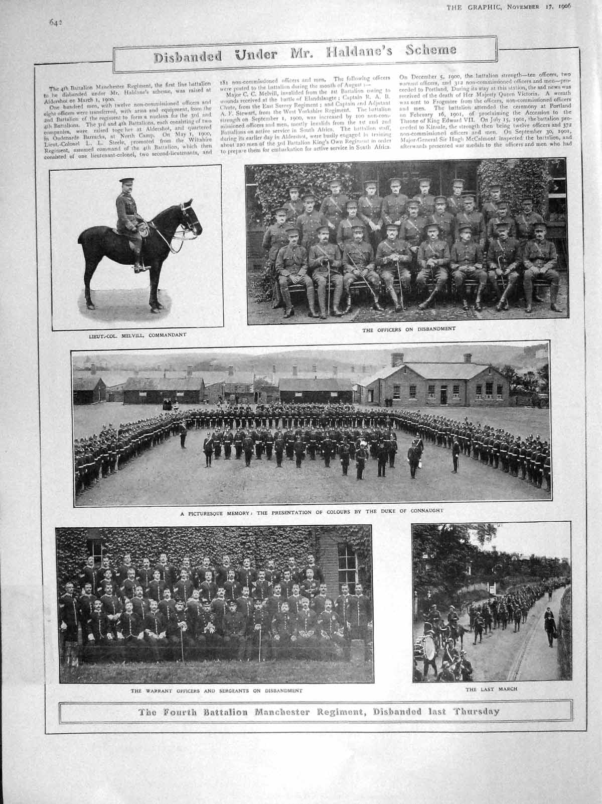 Original Old Antique Print 1906 Melvill Mnchester Army King Edward Prince Olaf