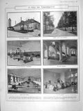 Old Antique Print 1906 Virchow Hospital Hoffmann Ward Kitchen Staircase 20th