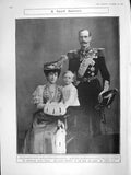 Old Antique Print 1906 Norway Royal Family King Haakon Maud Prince Olaf 20th