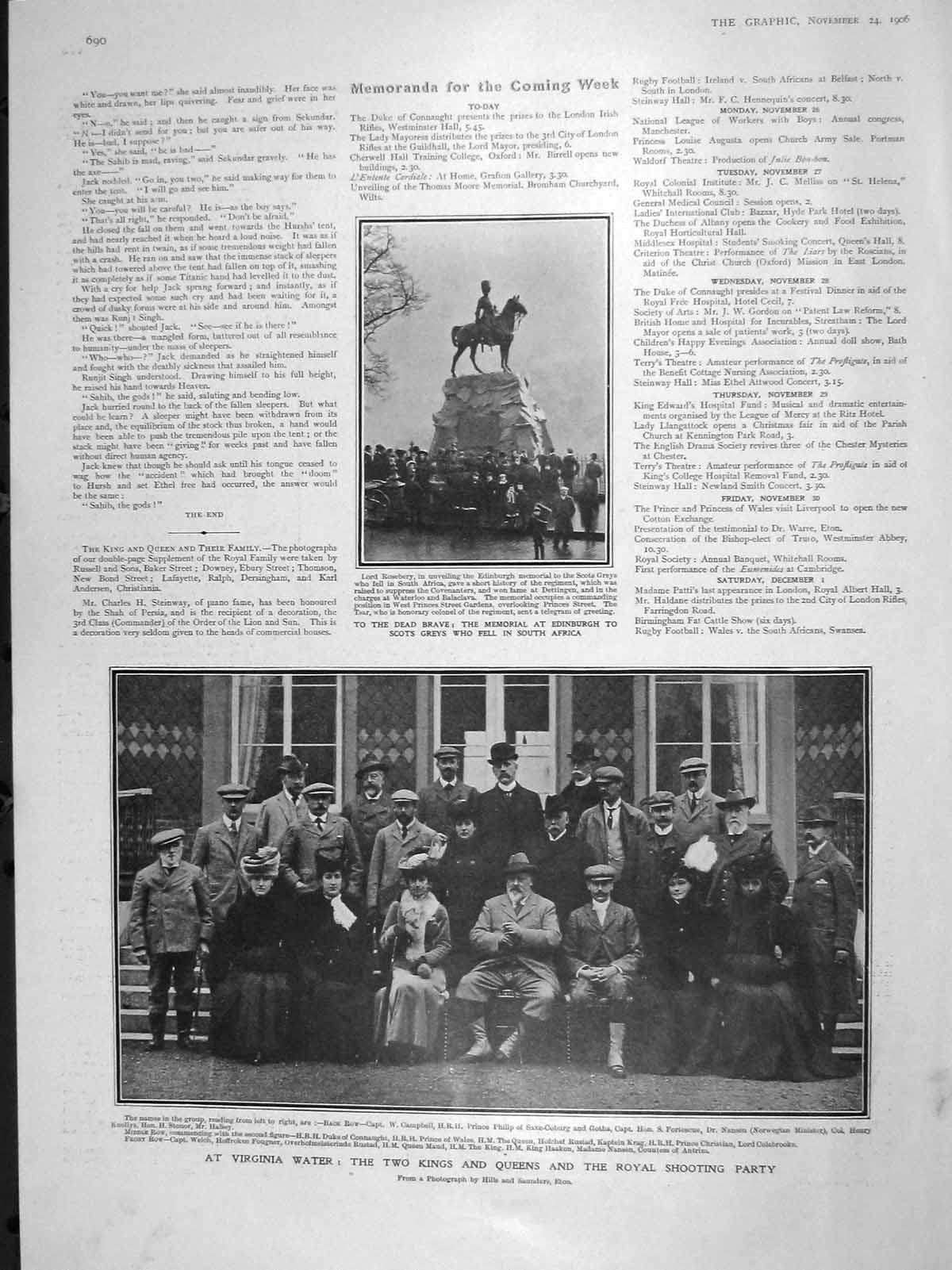 Original Old Antique Print 1906 Scots Greys Edinburgh Virginia Duke Prince Girl