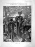 Original Old Antique Print 1906 Motor Car Show Olympia Beautiful Lady Customer