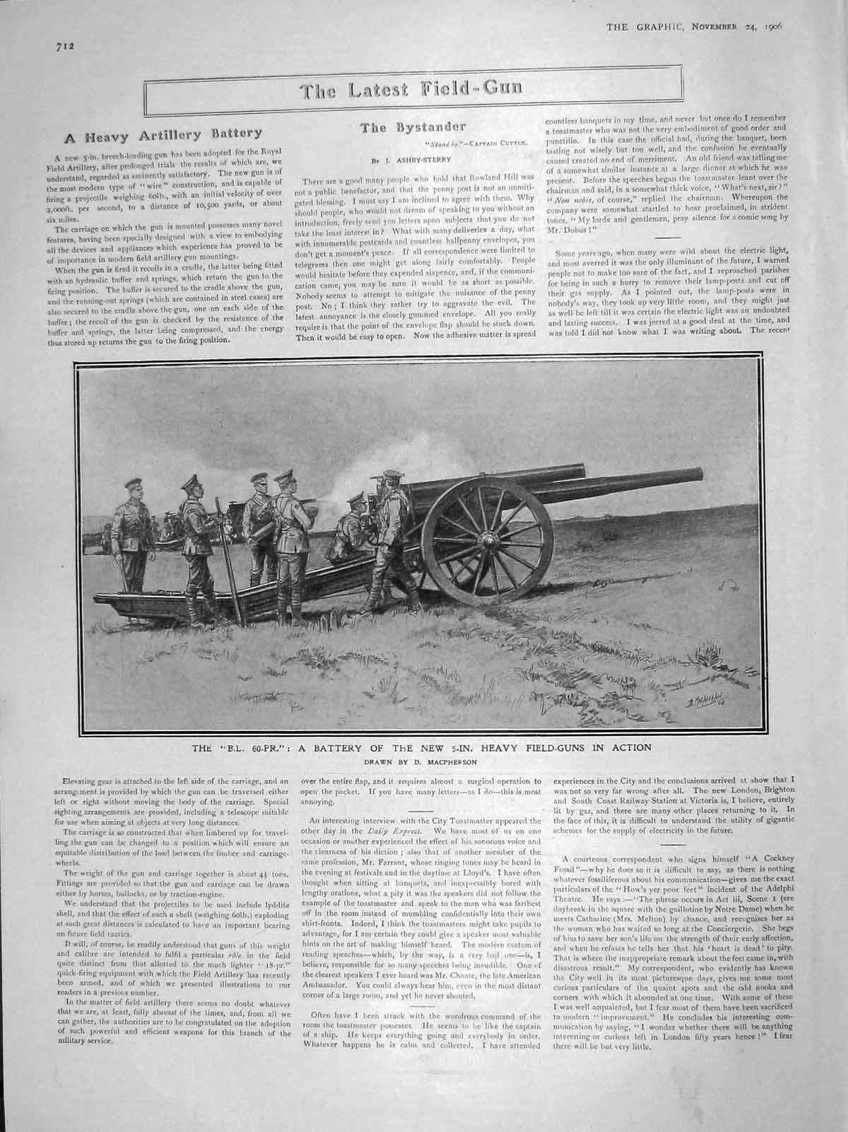 Original Old Antique Print 1906 Artillery Battery 5-In Heavy Field Guns Siers