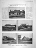 Original Old Antique Print 1906 Howard Hall Free Church Letchworth Bird'S Hill