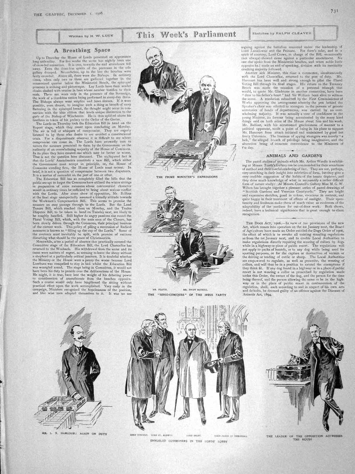 Old Antique Print 1906 Parliament Minister Harcourt Lord Hereford Dewbury 20th