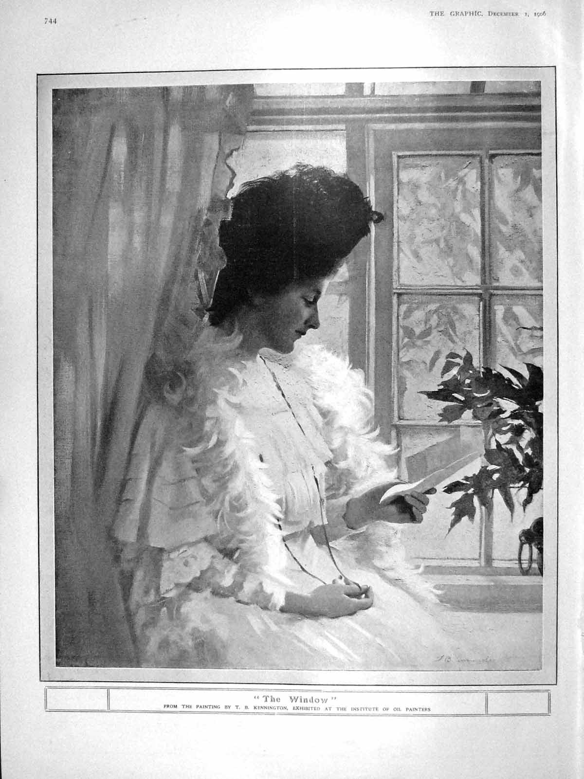 Original Old Antique Print 1906 Lady Window Letter Norfolk Show Cows Coleridge