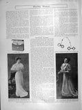 Original Old Antique Print 1906 Ladies Fashion Bridge Gown Green Velvet Frock