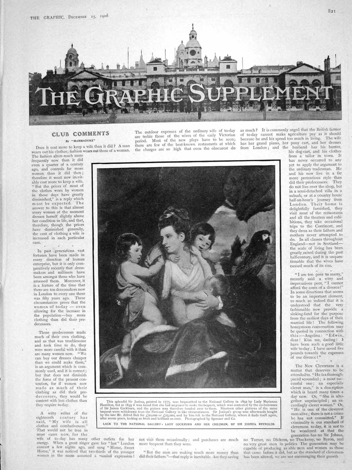 Original Old Antique Print 1906 Lady Cockburn Children Portrait Joshua Reyns