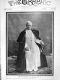 Original Old Antique Print 1906 Portrait Pope Militant Holiness Pius Rome 20th