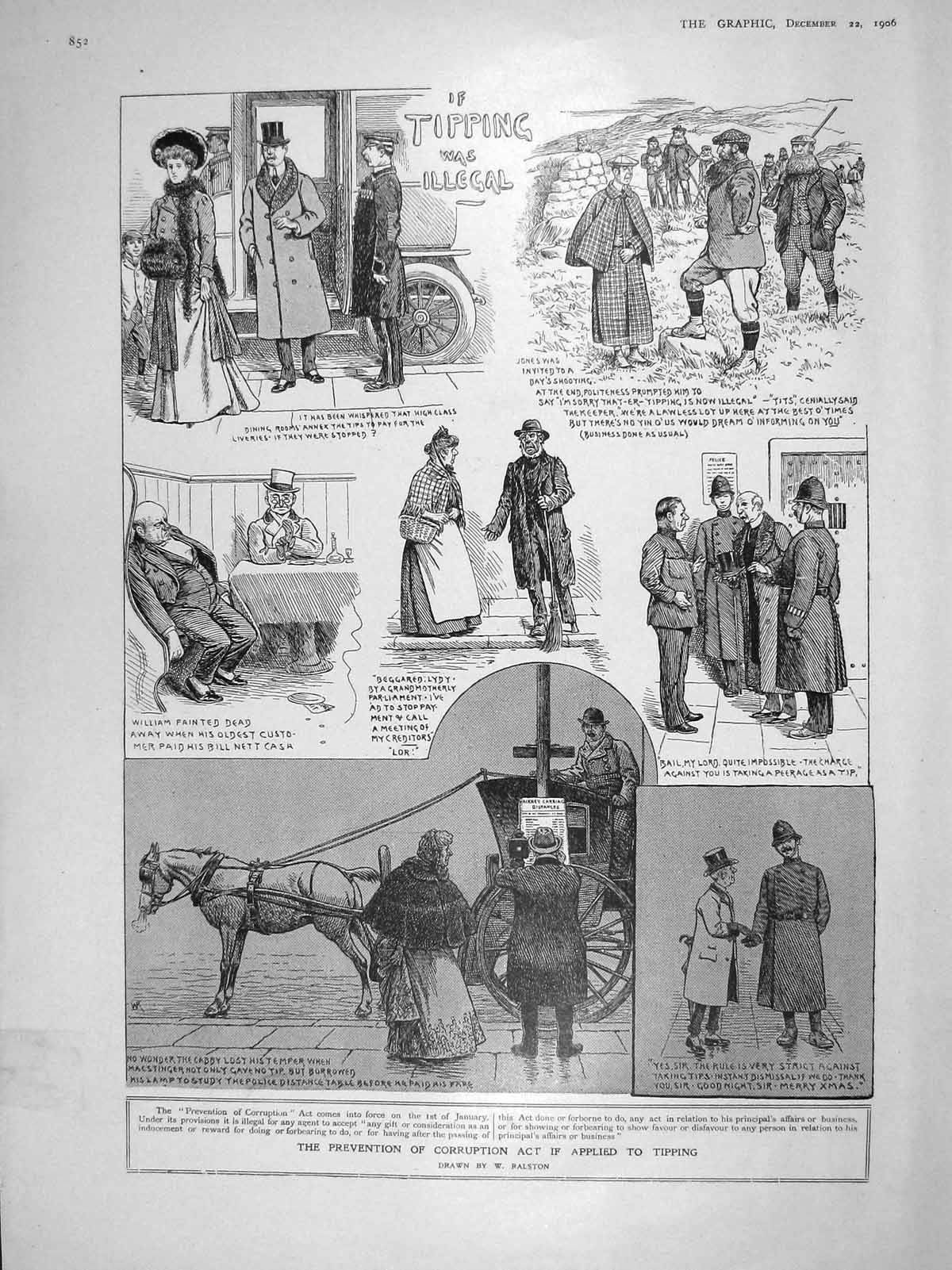 Old Antique Print 1906 Prevention Corruption Tipping Ludgate Penny Bazaar 20th