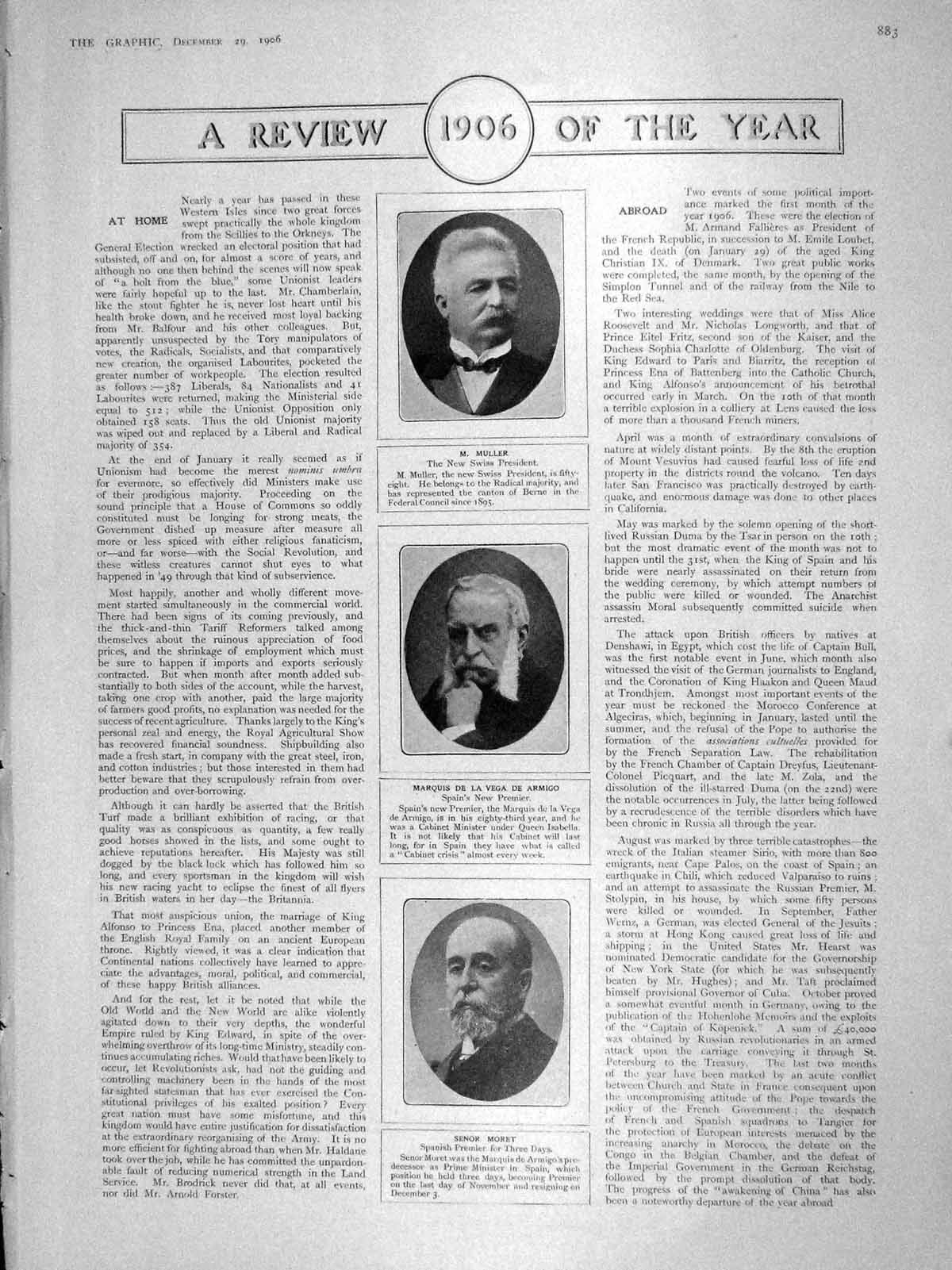 Old Antique Print 1906 Muller Armigo Moret Government Offices Whitehall 20th