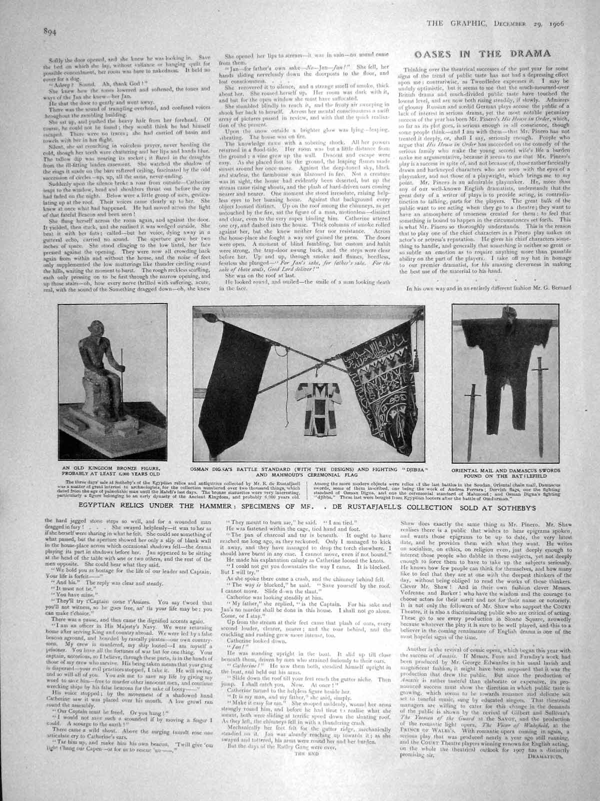 Old Antique Print 1906 Egypt Relics Auction Southeby Rustafjaell Margate 20th