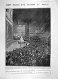 Old Antique Print 1907 New Year St. Paul'S Cathedral London Bovril Drink 20th