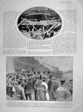 Original Old Antique Print 1907 Ship Cumberland Border Regiment Theatre War 20th