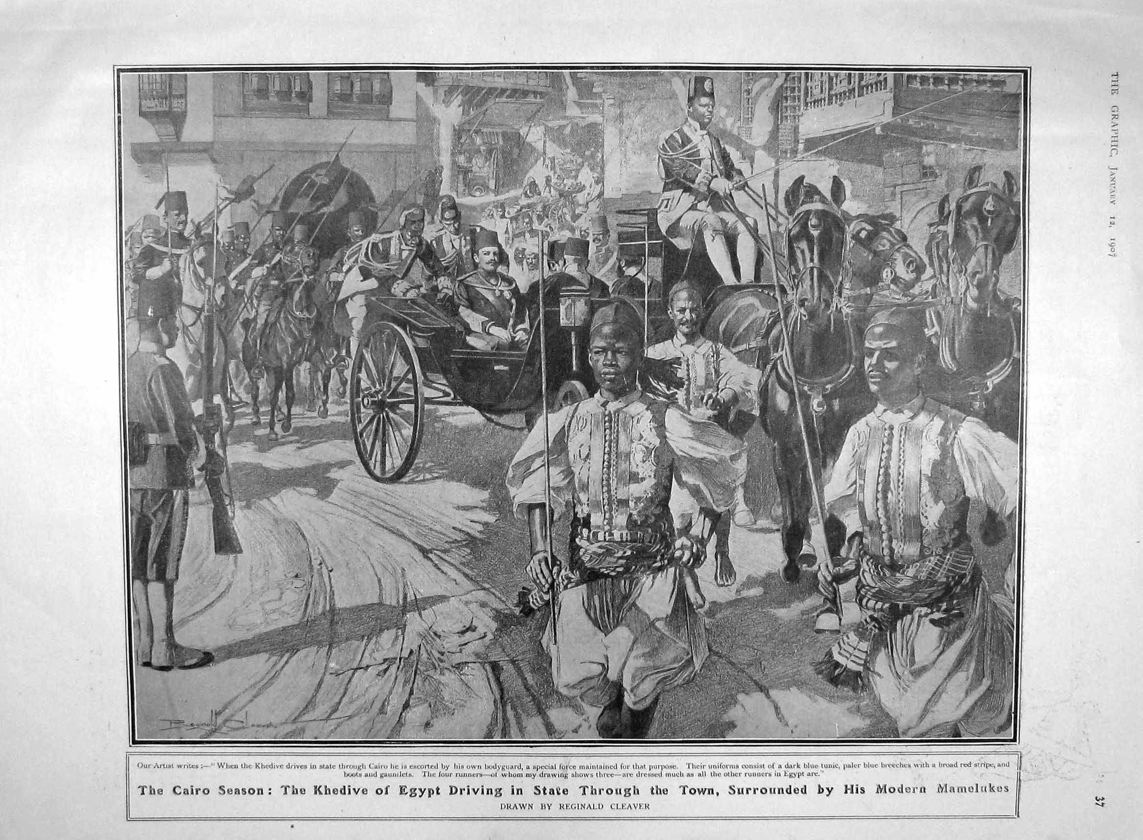 Old Antique Print 1907 Khedive Egypt Cairo Mamelukes Niagara Falls Winter 20th