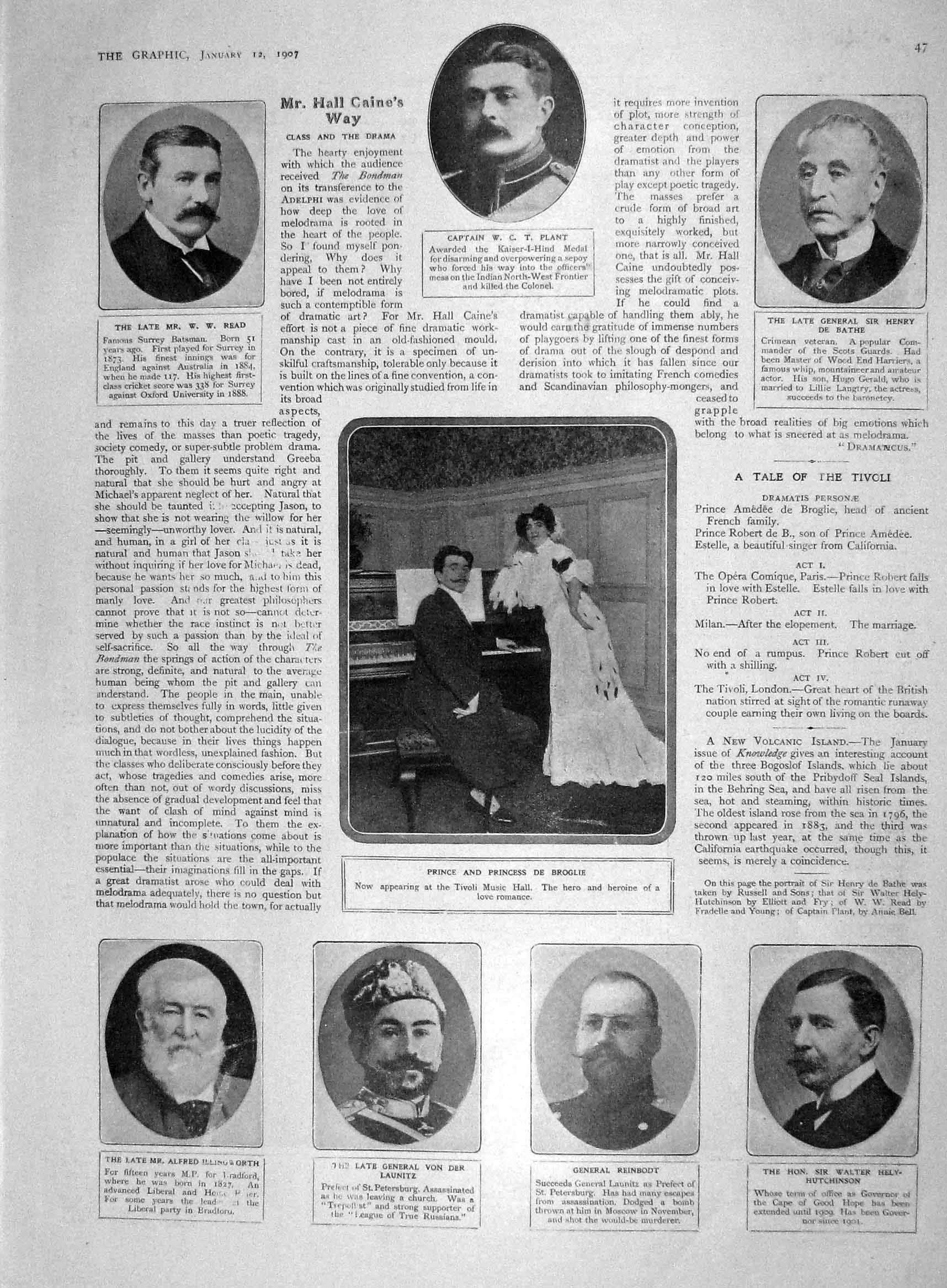 Old Antique Print 1907 Read Plant Bathe Prince Broglie Launitz Reinbodt 20th