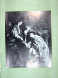 Original Old Antique Print 1907 Scene Saint Hermann Joseph Van Dyck Vienna