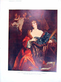 Original Old Antique Print 1907 Colour Lady Bellasys Character St. Catherine