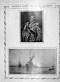 Antique Old Print 1907 Royal Academy Art Dreadnought Ship King Lady Bergh 20th