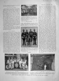 Original Old Antique Print 1907 Salle Des Fetes Hotel Gun Crew Ship China 20th