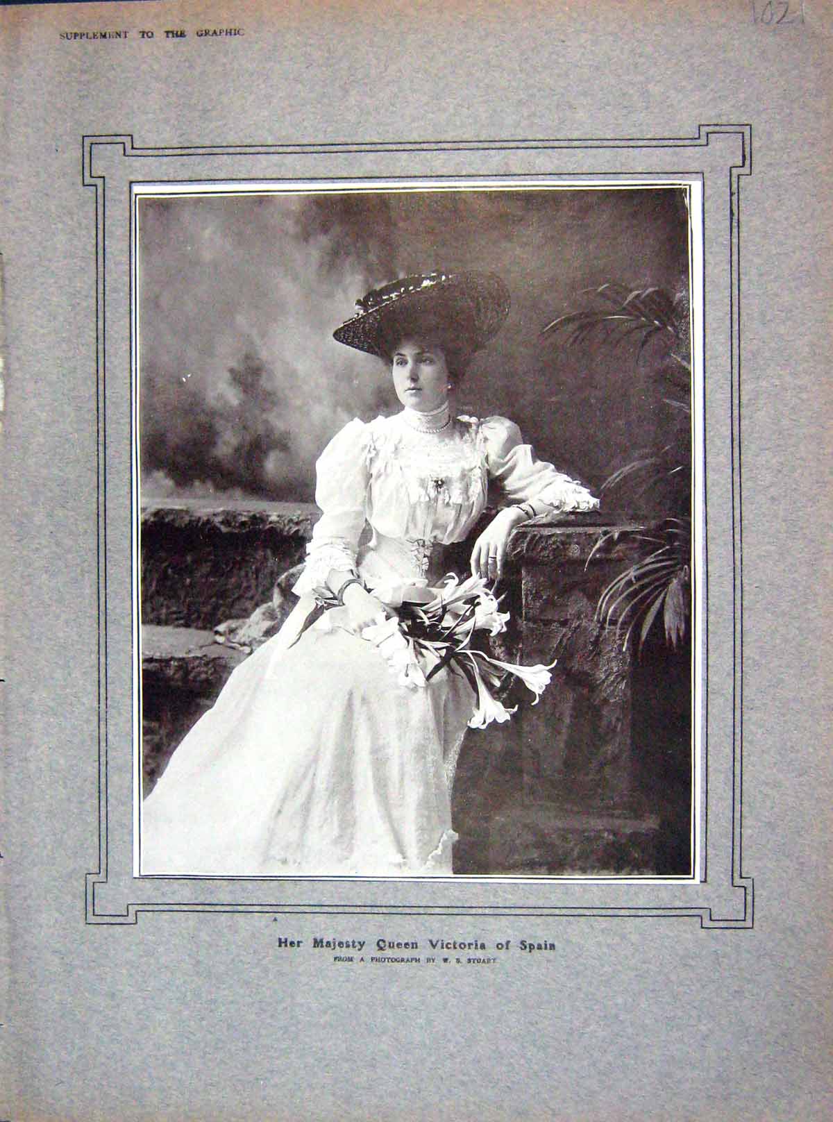 Original Old Antique Print 1907 Photograph Majesty Queen Victoria Spain Stuart