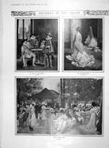 Original Old Antique Print 1907 Art Pictures Balloon Puteaux Club Funeral War