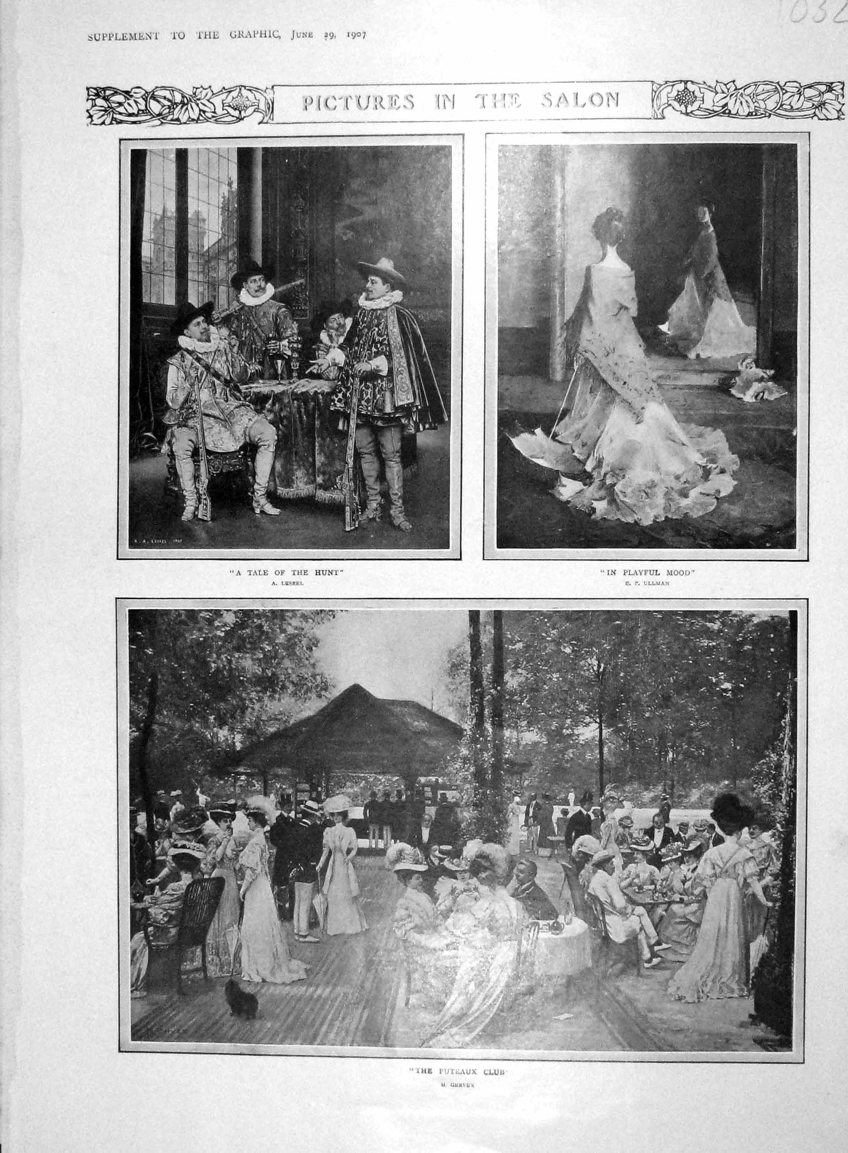 Original Old Antique Print 1907 Art Pictures Balloon Puteaux Club Funeral War
