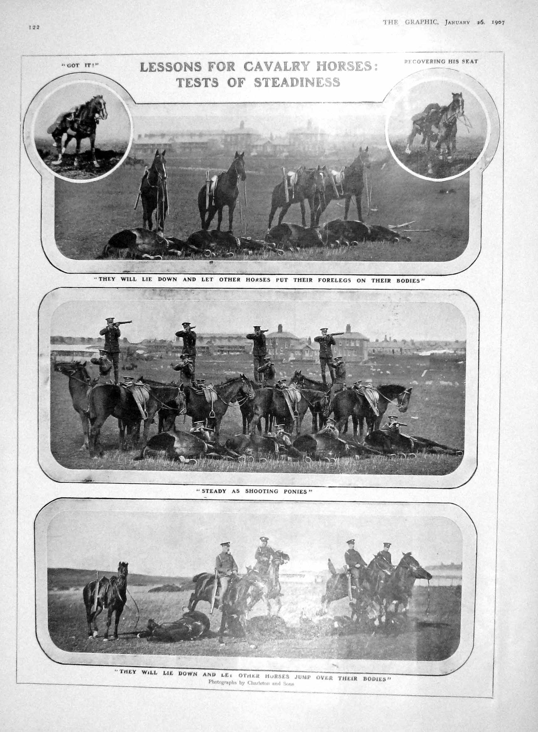 Original Old Antique Print 1907 War Siers Horses Tea-Room Florence Italy 20th