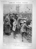 Old Antique Print 1907 Feeding Gulls Bird London Cleroy Mendelejeff Paris 20th