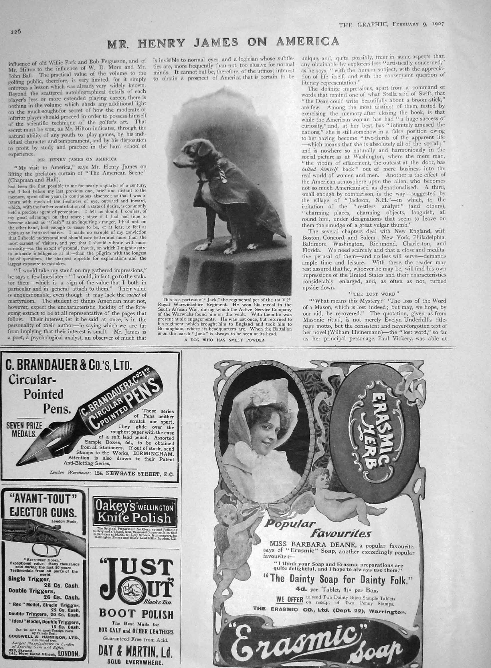 Old Antique Print 1907 War Dog Jack Africa Warwickshire Native Dance Man 20th
