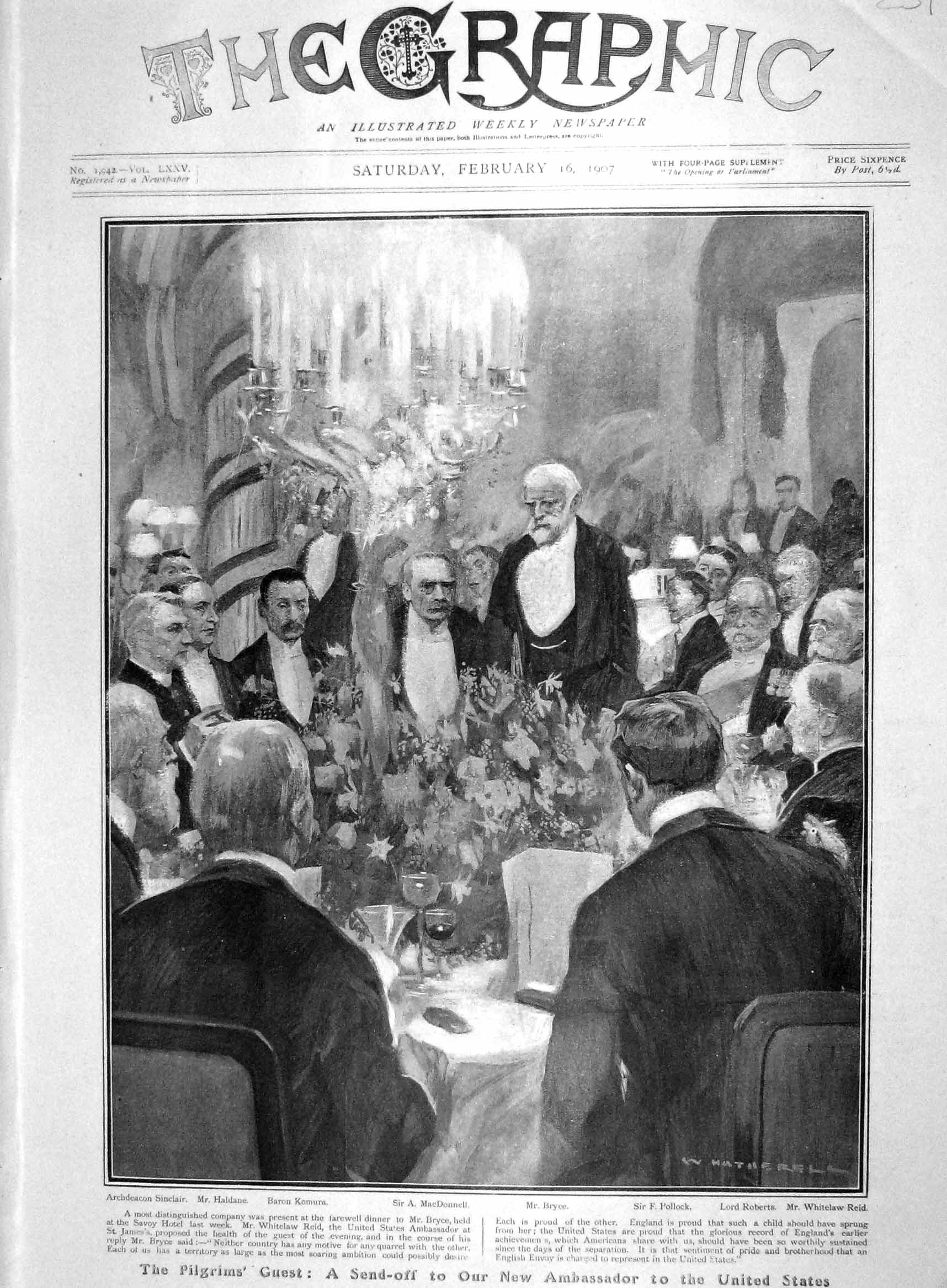 Old Antique Print 1907 Bryce Savoy Haldane Komura Macdonnell Pollock Reid 20th