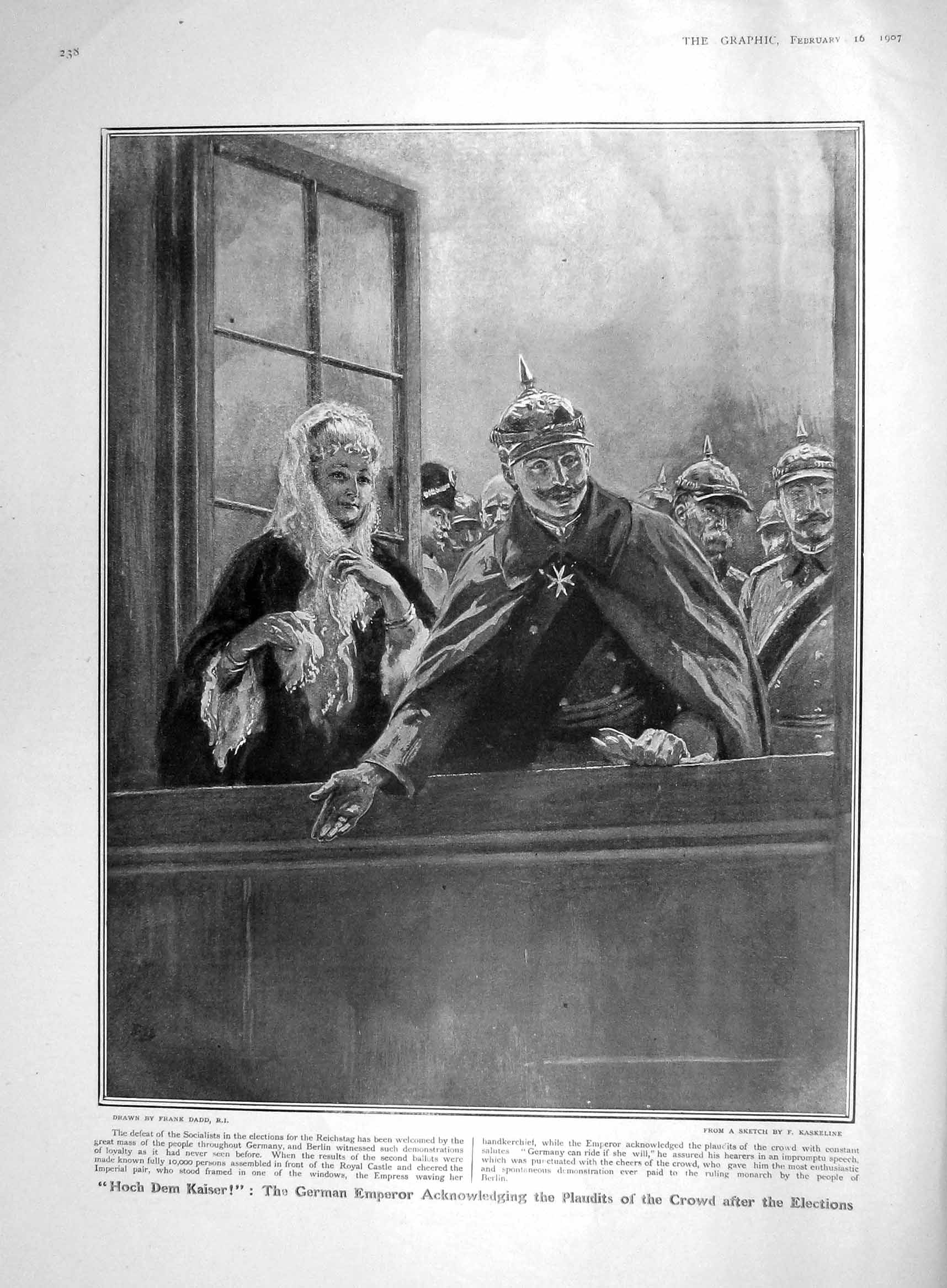 Original Old Antique Print 1907 German Emperor Berlin Sultan Morocco Troops Fez