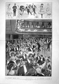 Old Antique Print 1907 Fancy Dress Ball Covent Garden Costumes Dancing 20th