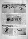 Original Old Antique Print 1907 Curling Scots Davos Moritz China Shangha 20th