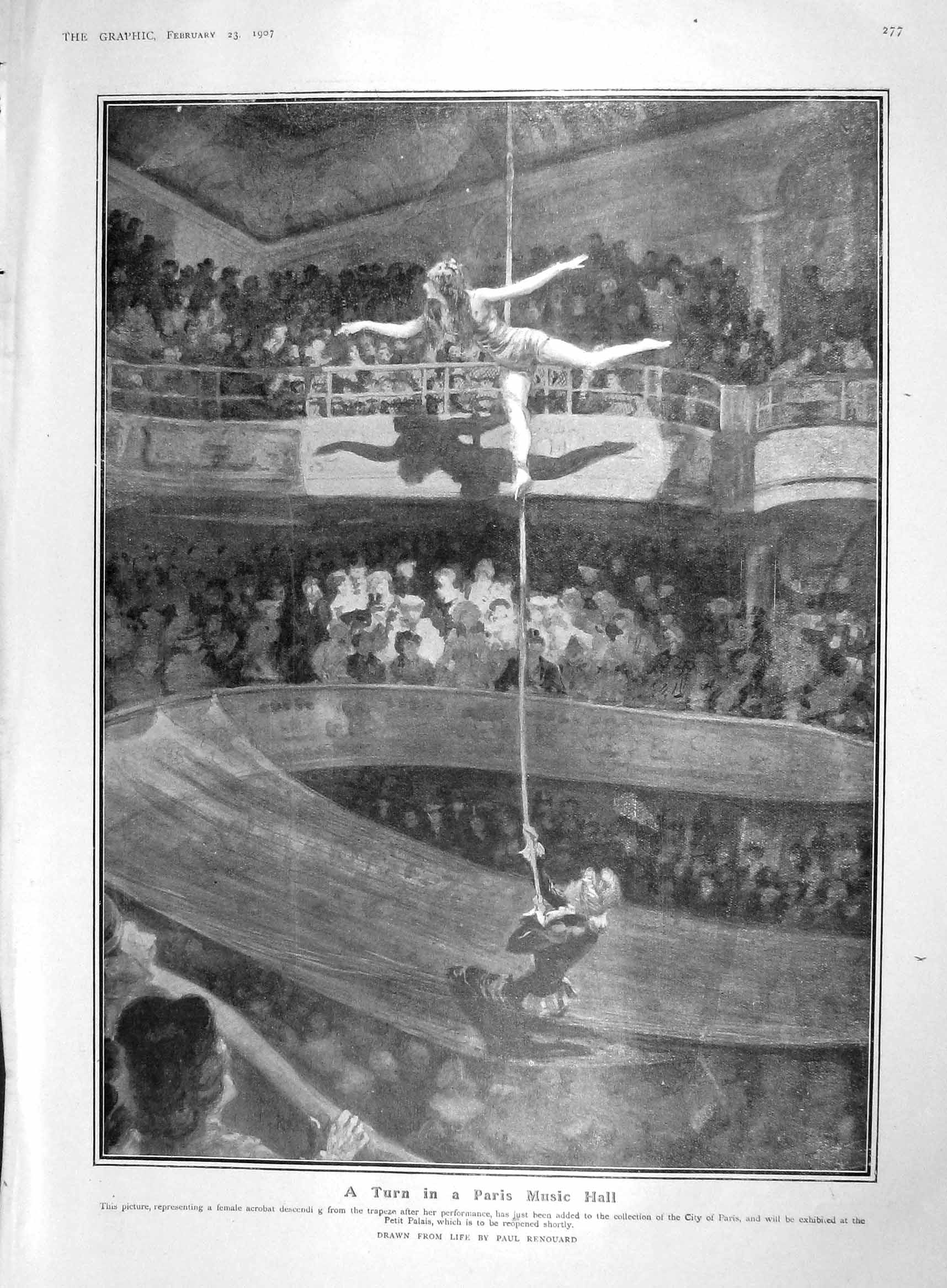 Original Old Antique Print 1907 Paris Music Hall Acrobat Mohammed Ali Mirza 20th